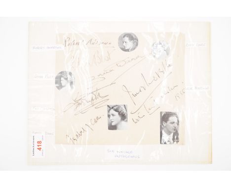 [ Autographs ] A 1935 leaf bearing tipped-on portrait photographs and corresponding autograph signatures including Ivor Novel