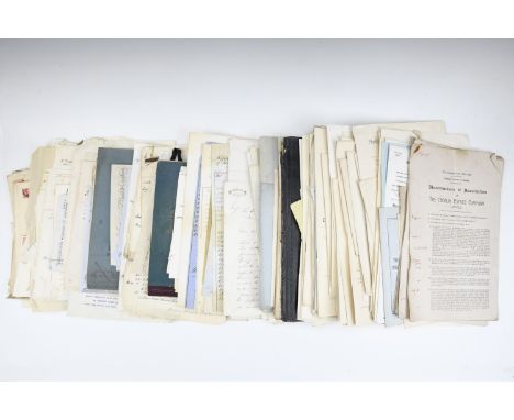 A quantity of 19th century and later share certificates, company reports, receipts, and business correspondence, especially r