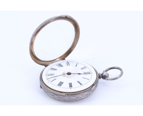 A 19th Century lady's silver fob watch, having a key wind and set movement, an enamelled white dial, and a profusely engraved