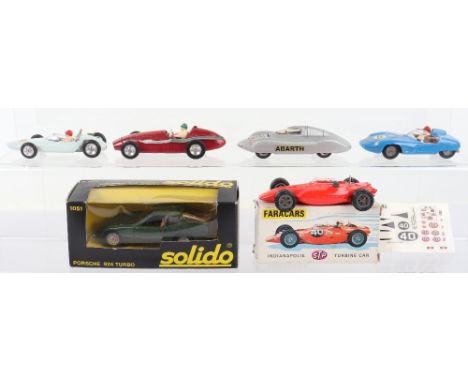 Five Solido (France) model Cars, boxed 1051 Porsche 924 Turbo, unboxed 102 Maserati 250, 131 V8 B.R.M. 113 Fiat Abarth, DP Pa