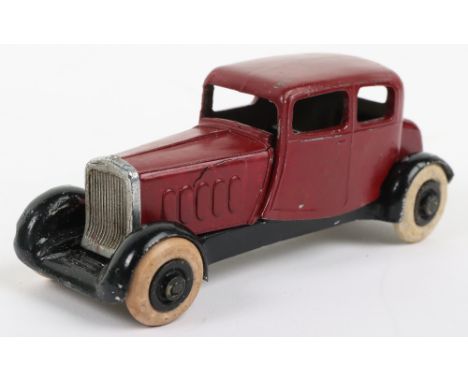 Pre-War Solido Aluvac Limousine, black chassis, maroon body, white tyres, in good original condition, some slight metal fatig