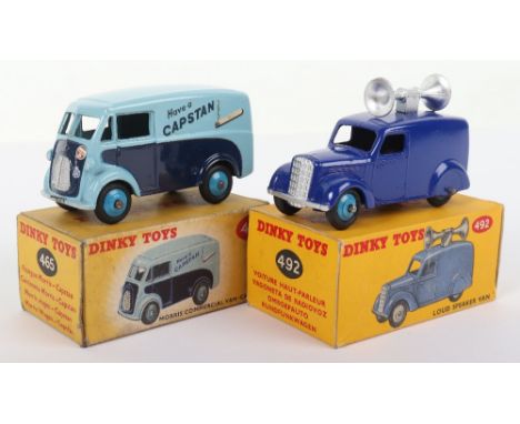 Two Boxed Dinky Toys Vans, 465 Morris Commercial Van-Capstan, light blue/dark blue body, mid blue wheel hubs, in very good or