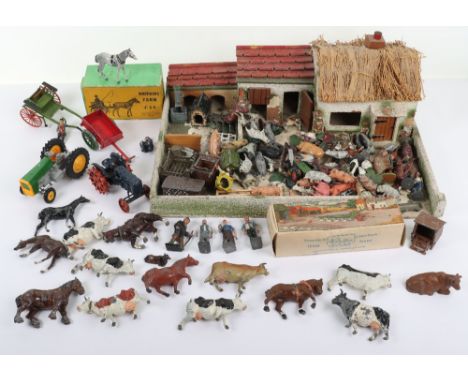 Quantity of Britain’s and other makers Farm Animals, People and Farm implements, including: Boxed Britain’s No. 20F Farmers G