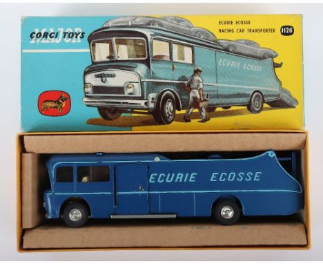 Corgi Major Toys 1126 Ecurie Ecosse Racing Car Transporter, metallic dark blue body, light blue lettering, cream interior, sp