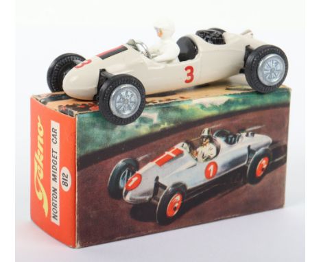 Tekno 812 Cooper Norton Midget Racing Car, German, light grey  body, white driver, cast wheel hubs, black rear engine, German