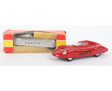 Mini-Gama (Germany) 9600 Fiat Abarth, silver body, with driver, spun wheels, in mint original condition, window display box i