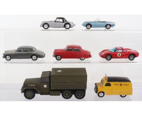 Six Unboxed Vintage Corgi Models, 203M Vauxhall Velox, 205M Riley Pathfinder (re-painted) 314 Ferrari Berlinetta 250 Le Mans,