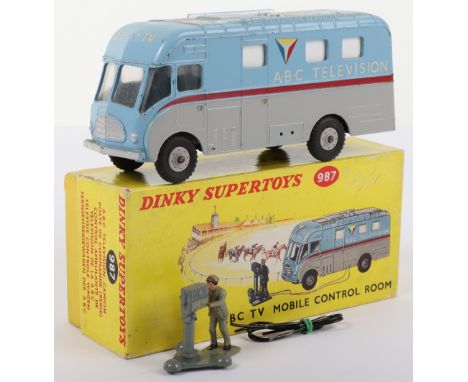 Dinky Supertoys 987 ABC TV Mobile Control Room, light blue and grey body, red strip, silver roof, grey plastic hubs, ‘A.B.C T