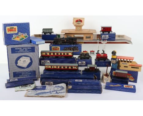 Boxed Hornby three rail Dublo, including: EDL 18 Standard 2-6-4 Tank Locomotive  B.R.  2 x D12 Corridor Coaches,D1 Signal Cab