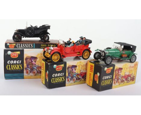 Three Original Corgi Classics Models, 901 Model T Ford “Tin Lizzie” 9001 Bentley Le Mans Team Car and 9021 Daimler all three 