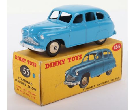 Dinky Toys 153 Standard Vanguard Saloon, 2nd casting, light blue body, cream wheel hubs, in mint original condition, with a v