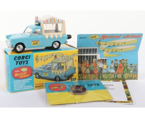 Corgi Toys 474 Walls Ford Ice Cream Van re-issue Hornby Hobbies, blue/cream body, musical chimes illustrated card insert, dec