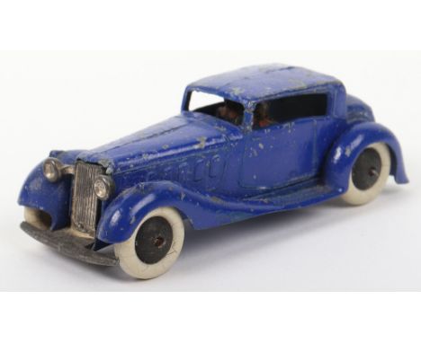 Scarce Dinky Toys Pre-War 36c Humber Vogue Saloon, with driver and footman, royal blue body, black smooth wheel hubs, in fair