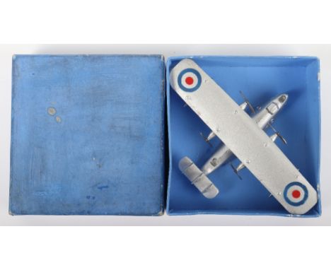 Dinky Toys Pre-War 60h Singapore Flying Boat, cast fuselage, tin plate wings silver body, RAF roundel’s, 4 x 2 blade propelle