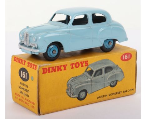 Dinky Toys 161 Austin Somerset Saloon, light blue body, mid blue wheel hubs, silver trim, in very good original condition, wi