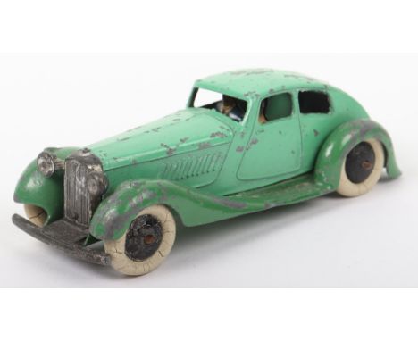 Scarce Dinky Toys Pre-War 36d Rover Streamline Saloon, with driver and passenger, light green body, mid green wings/chassis, 