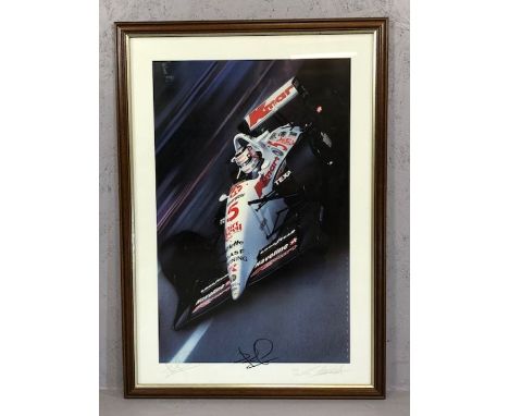 Formula 1 interest: Signed Formula 1 motor racing limited edition print after GAVIN MACLEOD, 1993, signed by artist and by ra