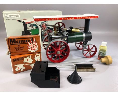 Mamod steam tractor with accessories and original box