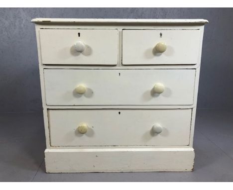 White painted vintage chest of four drawers, approx 89cm x 52cm x 85cm tall