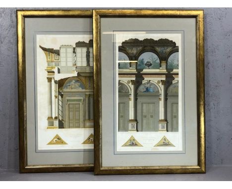 Pair of framed architectural drawings of the 'Hotel de Ville De Paris', each approx 33cm x 52cm