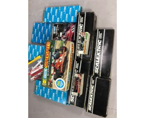 Good collection of Scalextric model racing sets to include two Scalextric mini racing cars