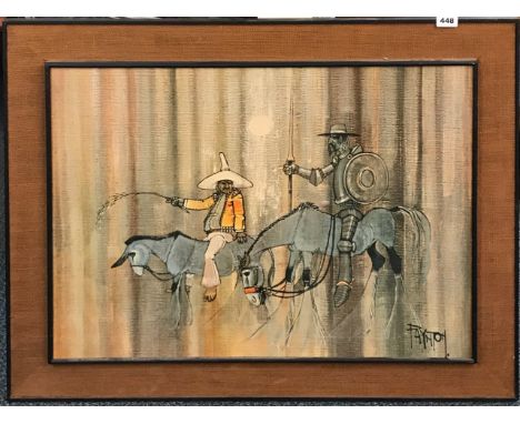 A 1960's framed lithograph of Don Quixote and Pancho Villa by Paynton, 92 x 72cm.