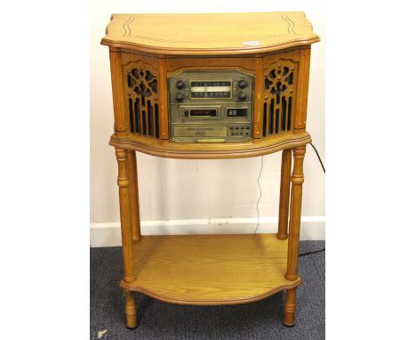 A vintage style record player and radio, H. 93cm.