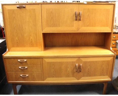 A vintage teak bureau side board, 158cm x 145cm.