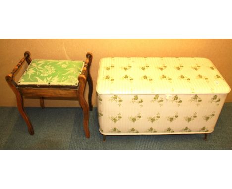 A 1950's padded ottoman trunk and piano stool.