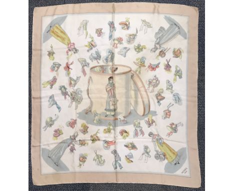 A vintage Hermes silk scarf, size 88 x 85cm. Condition : Slight marks with age.