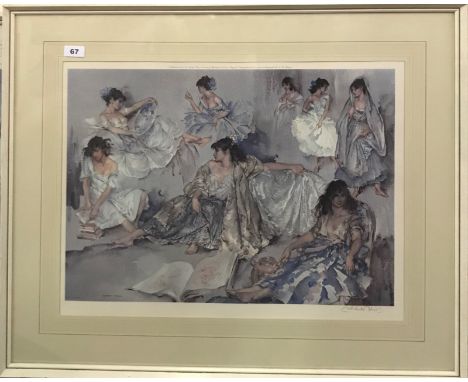 Sir William Russel Flint (British 1880 - 1969) pencil signed lithograph of eight young women. Published by Frost and Reed in 