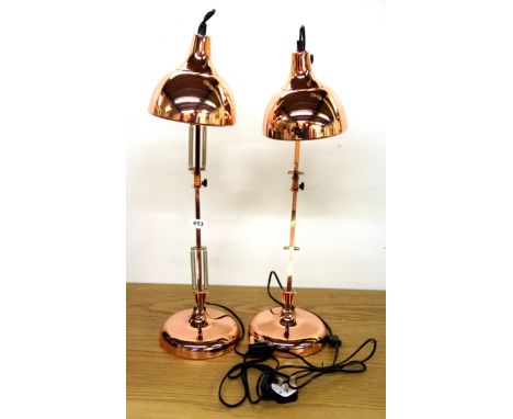 A vintage style copper angle poise lamp, H. 70cm.