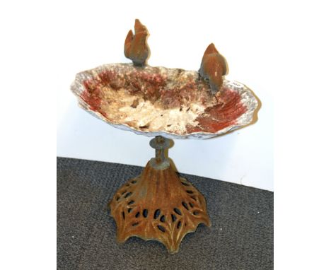 A vintage cast iron bird bath, H. 50cm.