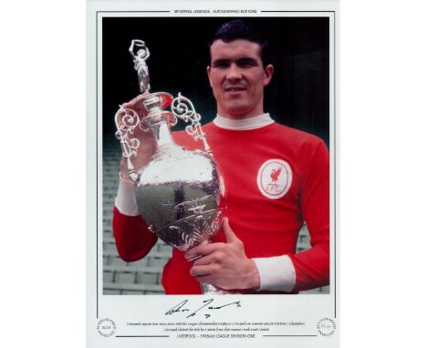 Autographed RON YEATS 16 x 12 Limited Edition : Col, depicting a superb image showing Liverpool captain RON YEATS posing with