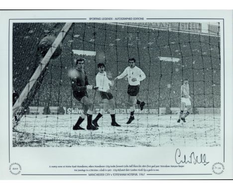 Autographed COLIN BELL 16 x 12 Limited Edition : B/W, depicting a superb image showing COLIN BELL scoring Manchester City`s f