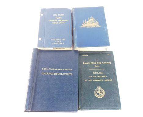 Nautical related books, comprising 1934 Cunard Log Book, R J Cornewall- Jones. The British Merchant Service, The Cunard Steam