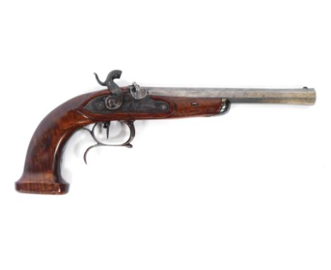 A French duelling pistol, with octagonal barrel, lock plate engraved Chopard a Nantes, with walnut stock, 37cm.