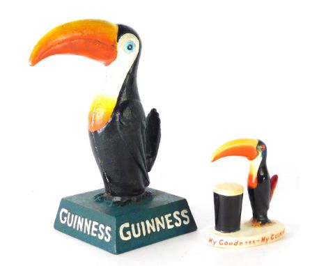 A Shannon metal Guinness advertising pelican, with painted decoration, 20cm high, together with a Carltonware pelican Guinnes