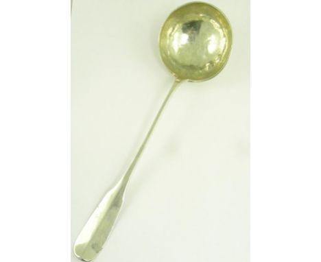 A CONTINENTAL SILVER SOUP LADLE, FIDDLE PATTERN, 19TH CENTURY, 7OZS 10DWTS