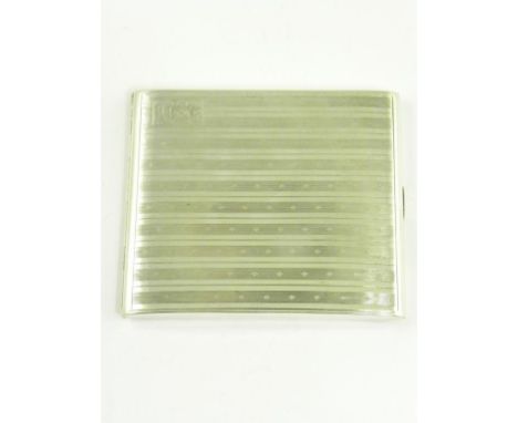A GEORGE V SILVER CIGARETTE CASE, ENGINE TURNED, BIRMINGHAM 1928, 4OZS 10DWTS