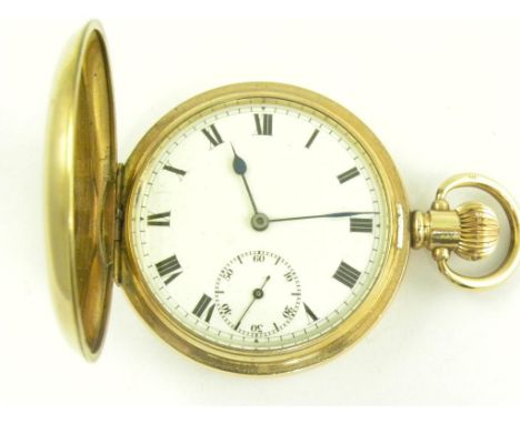 A GOLD PLATED KEYLESS LEVER HUNTING CASED WATCH, EARLY 20TH CENTURY