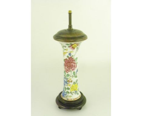 A CHINESE FAMILLE ROSE VASE, 18TH CENTURY,  MOUNTED AS  A LAMP