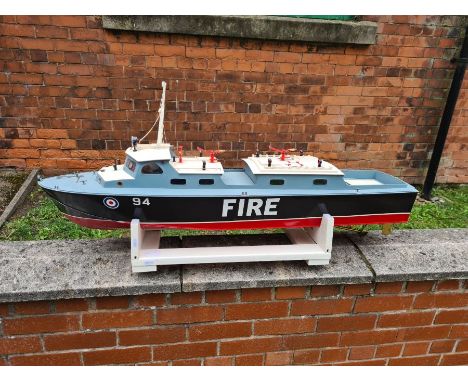 Radio controlled model Vosper RAF Crash Tender in excellent working condition, 48" long (no hand set).