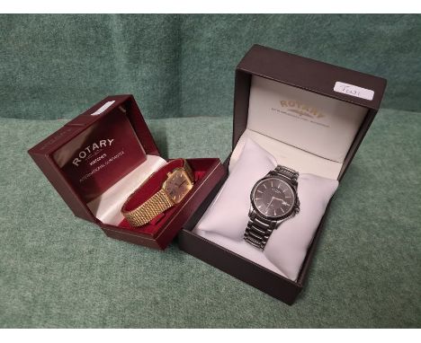 Gilt and stainless Rotary quartz movement gents wristwatches.