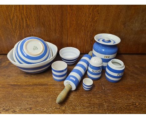 Assorted T.G. Green Cornish ware kitchen crockery.