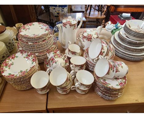 A large quantity of Royal Stafford Olde English Garden tea and dinner wares comprising teapot, coffee pot, 14 cups, 20 saucer