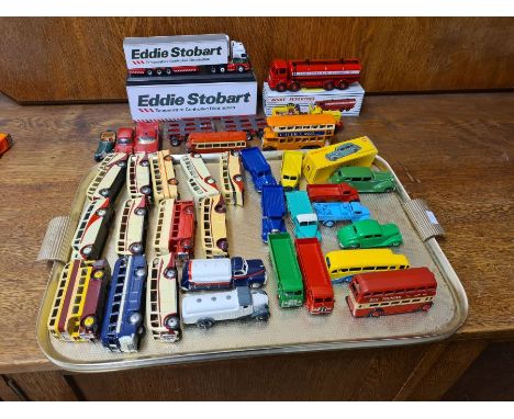 Dinky Leyland Octopus tanker, Eddie Stobbart Emma Jane, Corgi Diamond Series 950 heavy haulage and a tray of Dinky die cast b