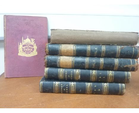 GRANT JAMES.  History of India. 2 vols. Illus. Quarto. Half dark morocco, rubbed. Cassell, n.d.; also 4 others, India.  (6). 