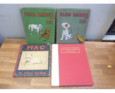 ALDIN CECIL.  Hunting Scenes. Col. & other plates & illus. Quarto. Orig. two tone cloth. 1936; also 3 others illus. by Cecil 