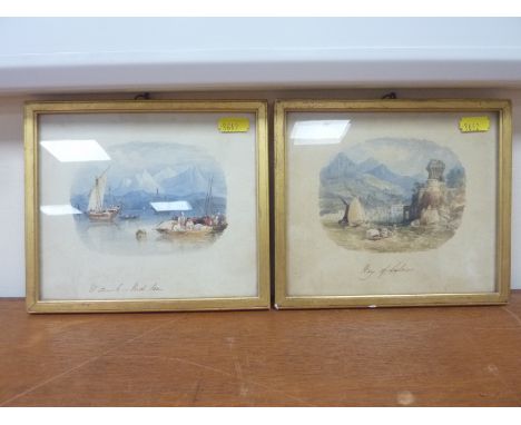 1pth CENTURY ENGLISH WATERCOLOUR SCHOOL.  Red Sea & Bay of Salamis. Pair of well executed SMALL ORIGINAL WATERCOLOURS, each w
